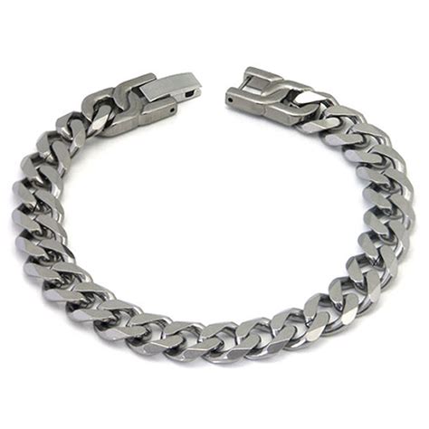 Italian Cut Men's Titanium 10MM Curb Link Bracelet