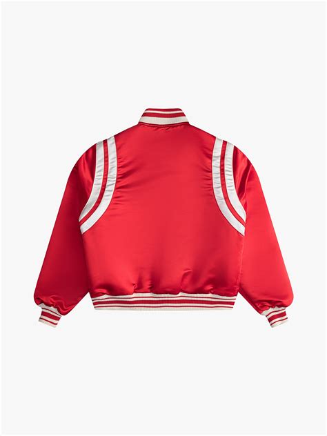 RED SATIN VARSITY JACKET – R H U D E