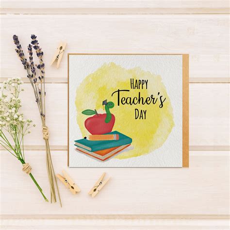 Happy Teacher's Day Printable Greeting Card, Instant Download Digital Greeting Card… | Greeting ...