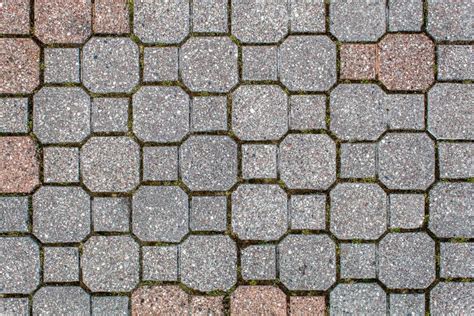 Road Paved with Gray and Brown Sidewalk Tiles. Texture of Light Gray ...