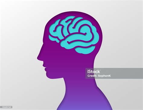 Brain Silhouette With Human Face Paper Cut Out Design Isolated On White ...