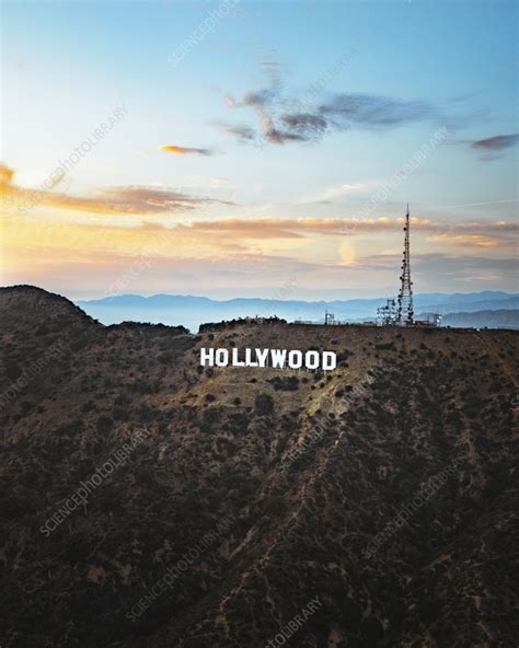 Aerial view of Hollywood sign, Los Angeles, California, USA - Stock Image - F040/9833 - Science ...