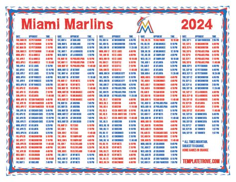 Printable 2024 Miami Marlins Schedule