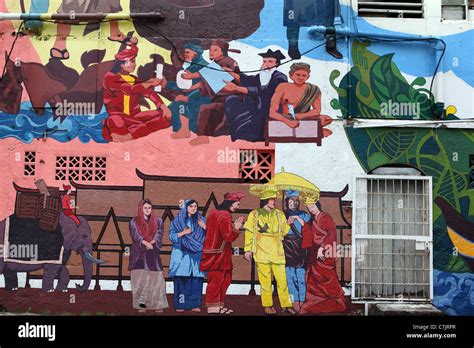 Mural of Malay culture in colonization days of Melaka Stock Photo - Alamy