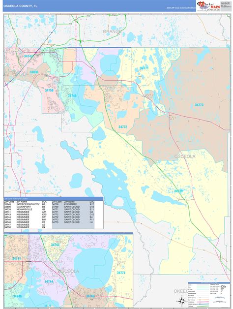 Osceola County, FL Wall Map Color Cast Style by MarketMAPS - MapSales