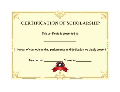 Scholarship Award Certificate Template Free