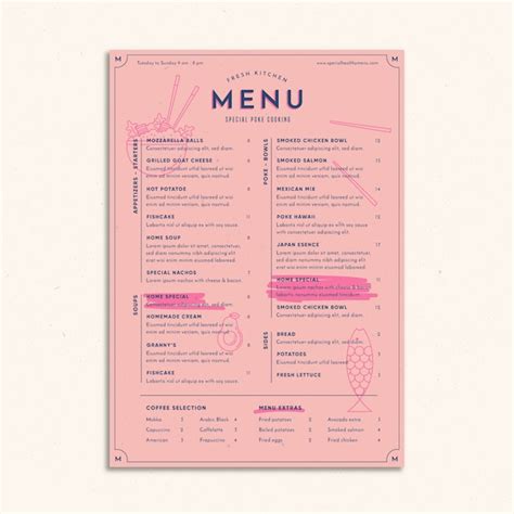 Fresh kitchen restaurant menu template | Free Vector