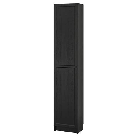 BILLY / OXBERG bookcase with doors, black oak effect, 40x30x202 cm - IKEA