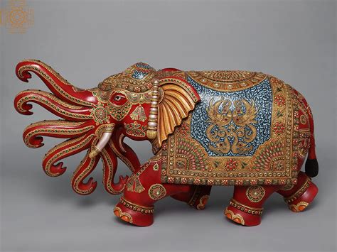 25" Wooden Airavat (Elephant of Indra) | Exotic India Art