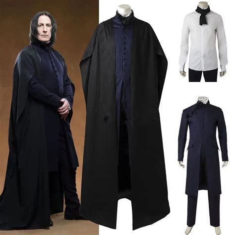 Mens Harry Potter costumes Professor Severus Snape Black costume Snape suits with cape Role Play ...