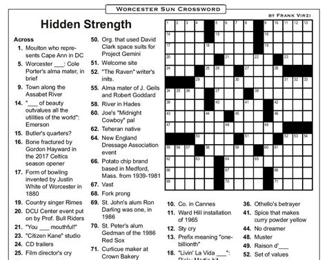 Worcester Sun contracts for Worcester-themed crossword puzzles | worcester.ma