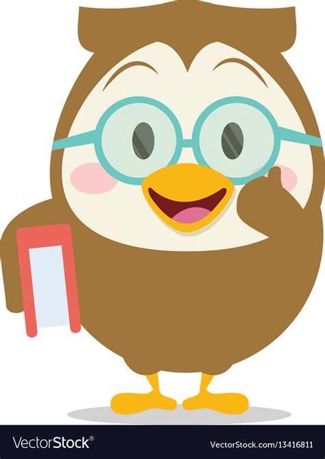 Owl with book character Royalty Free Vector Image