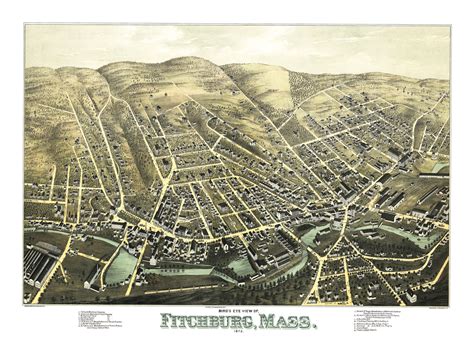 Beautifully restored map of Fitchburg, MA from 1875 - KNOWOL