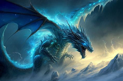 Blue Ice Dragon Wallpaper