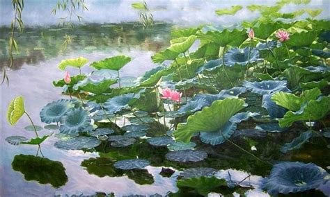 handpainted flower oil painting on canvas beautiful lotus painting LTS1110 60x90cm-in Painting ...