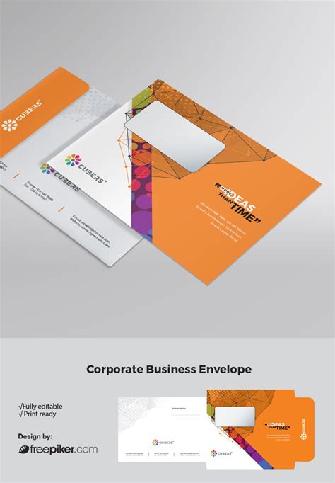 Freepiker | colorful business b5 envelope with abstract