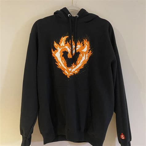 Sapnap flame heart merch hoodie, Size Large. Never... - Depop