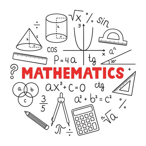 Mathematics doodle set. Education and study concept. School equipment ...