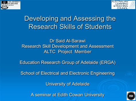 Developing and Assessing the Research Skills of Students in