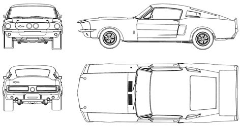 CAR blueprints - 1967 Ford Mustang Shelby GT500 Coupe blueprint