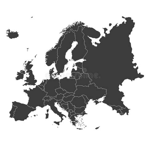 Europe with Countries Map Grey Stock Vector - Illustration of black, country: 155518409