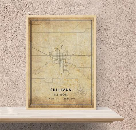 Sullivan Map Print Sullivan Map Illinois Map Art | Etsy