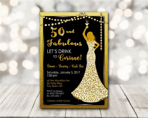 50th Birthday Party Invitation for a Woman Cocktail Party | Etsy