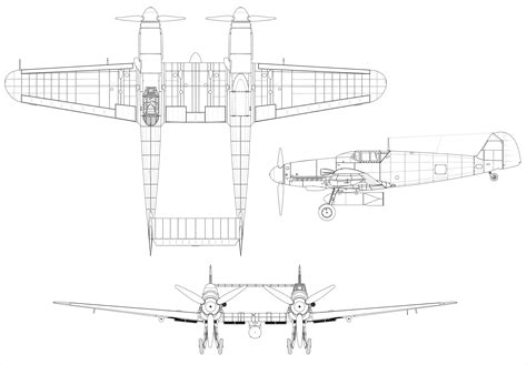 Messerschmitt Bf 109 Zwilling Blueprint - Download free blueprint for ...