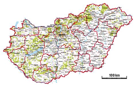 Large administrative map of Hungary with roads and cities | Hungary | Europe | Mapsland | Maps ...