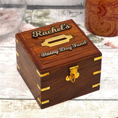 Personalised Wooden Money Box | Wooden money, Wooden money boxes, Money box