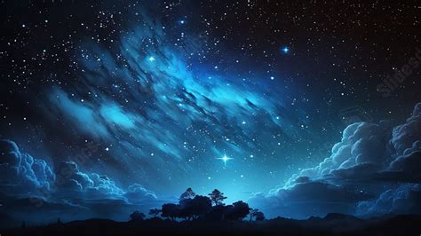 Starry Sky Stars Dense Clouds Blue Light Powerpoint Background For Free ...