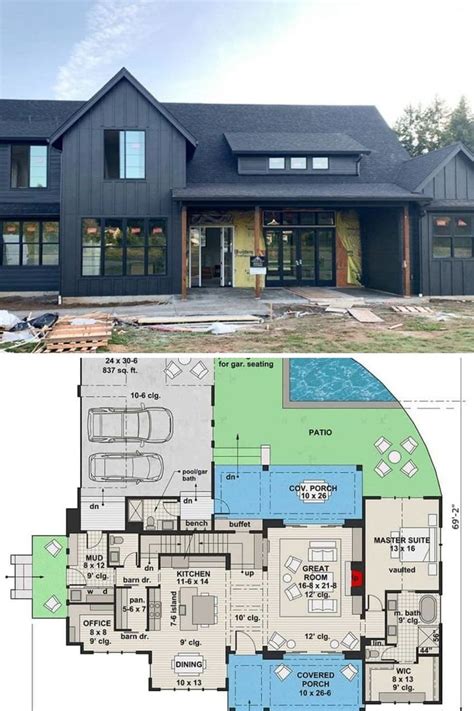 Two-Story 5-Bedroom Modern Farmhouse with a Loft (Floor Plan) | Modern ...