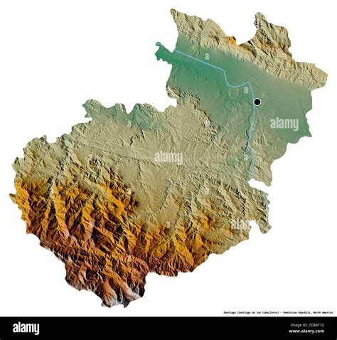 Shape of Santiago, province of Dominican Republic, with its capital isolated on white background ...