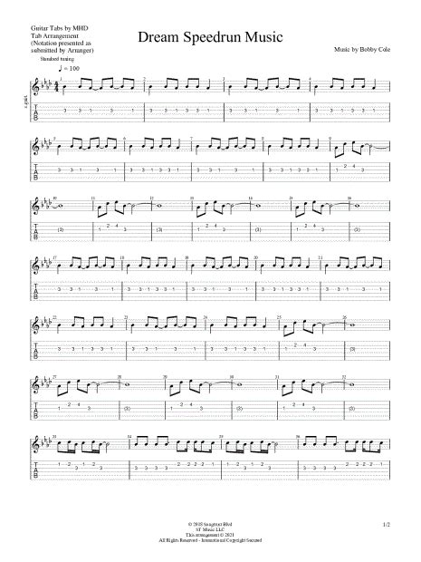 Guitar Tabs by MHD "Dream Speedrun Music" Guitar Tab in F Minor - Download & Print - SKU: MN0238841