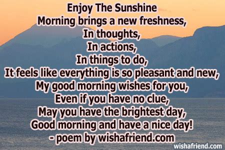 Enjoy The Sunshine, Good Morning Poem