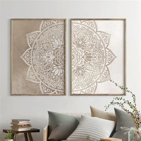 Mandala Wall Art Canvas Painting Neutral Colors Yoga Posters and Prints ...