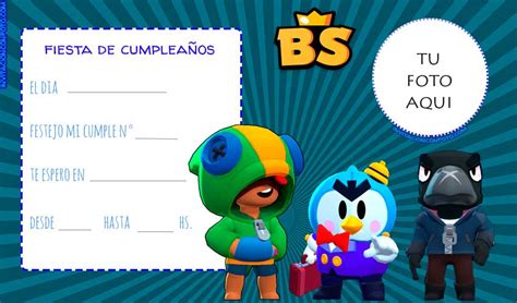 Convite Brawl Stars | Invitaciones de Cumpleaños Infantiles con Foto