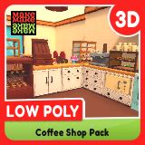 Low Poly Super Cute Coffee Shop Pack