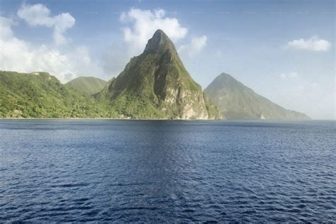 View Of The Famous Piton Mountains - Stock Photos | Motion Array