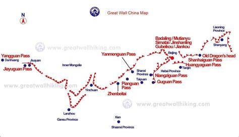 Maps for popular sections of the Great Wall of China.