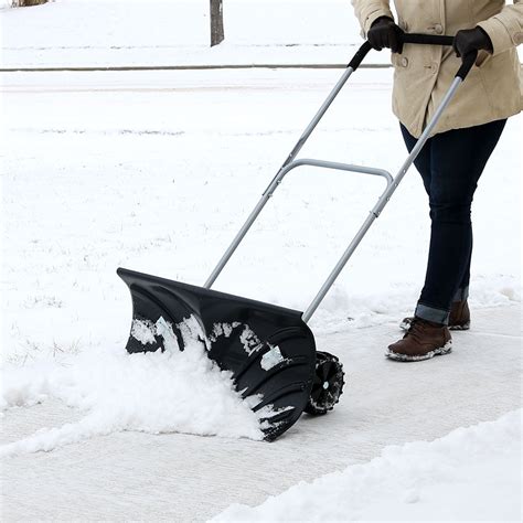 CASL Brands Adjustable Rolling 26" Winter Snow Shovel Pusher with 6 ...