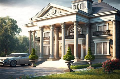 Premium Photo | Luxurious suburban mansion with veranda and columns in ...