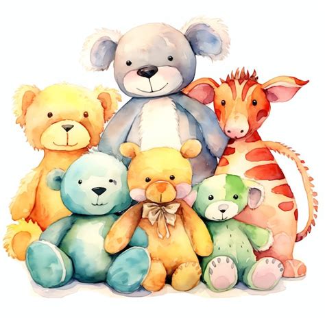 Premium Photo | Beautiful Stuffed Animals watercolor Carnival clipart ...