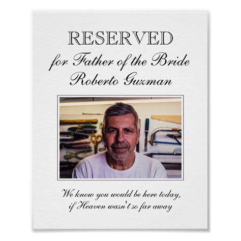 Father of the Bride Photo Memorial Chair Wedding Poster | Zazzle ...