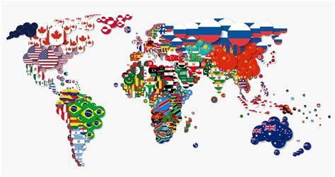 World map and all national circle country flags . Flat design . Creative concept . Vector ...