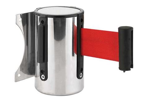 16' Wall Mount Belt Stanchion | Red / Black Belts | Stanchion Supply Store