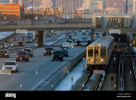 Surrounded by rush hour traffic on the Dan Ryan expressway, a Chicago ...