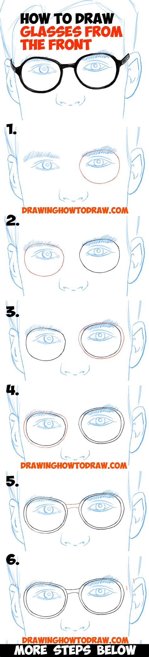 How to Draw Glasses on a Person's Face from All Angles (Side Profile, Front, and Side Views ...