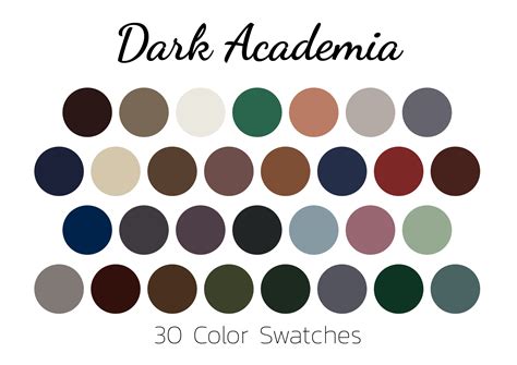 Dark Academia, Color Swatches, Color Palette, iPad - Etsy