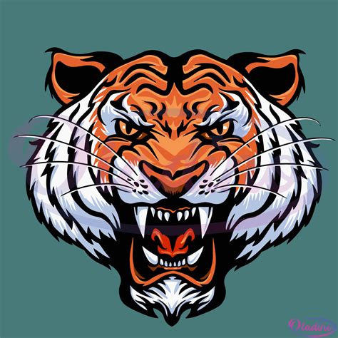 Growling Mouth Open Bengal Tiger SVG Digital File, Tiger Svg - Oladino